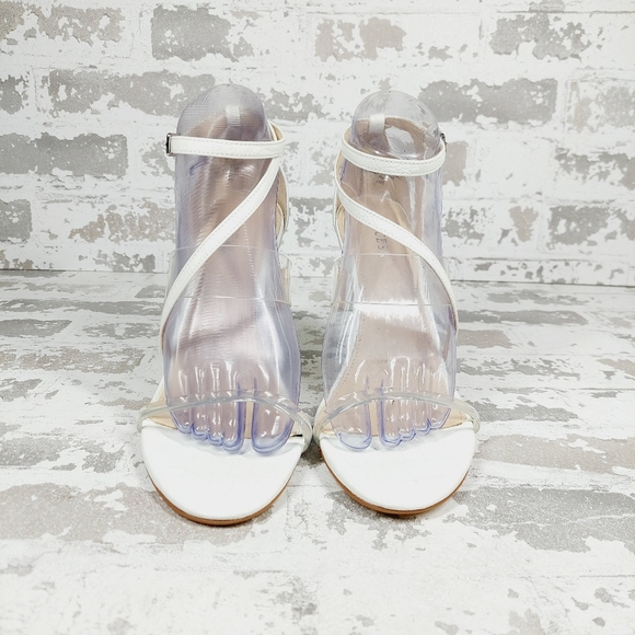 New Guess Felecia White Croc Print Heeled Buckle Strap Sandals E174 - Picture 6 of 12